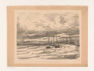 Myrskyinen sää Scheveningenin rannikolla Temps orageux sur les côtes de Scheveningue (otsikko esineessä) tekijältä Hendrik Willem Mesdag