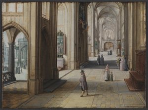 Goottilaisen kirkon sisustus itään katsoen tekijältä Hendrik van II Steenwijck