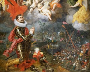 Don Alvaro de Bazan kiittää turkkilaisia voiton jälkeen vuonna 1580, Hendrick van Balenin (1575-1632) maalaus