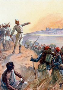 Crise de Fachoda: Capitão Jean Baptiste Marchand (1863-1934) e seus Tirailleurs senegaleses marchando para Fachoda no Sudão para torná-lo um protetorado francês, julho de 1898” (Incidente de Fashoda: Major Jean-Baptiste Marchand caminha pela África com ord