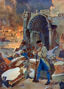 Indian Campaign (1778-1783): näkymä Trinquemalayn taistelusta elokuussa 1782 Ceylonissa, vastustaen Ranskan Suffrenin armeijaa amiraali Huguesin brittejä vastaan” (American vallankumouksellinen sota: Itä-Intia: Trincomaleen taistelu brittiläisen laivaston 