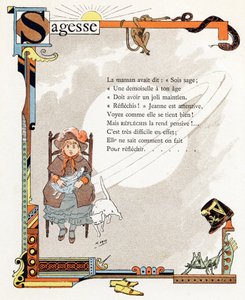 Kuvitus "Hyvien esimerkkien aakkoset", noin 1890 (kaiverrus).