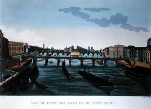 Pont des Arts ja Pont Neuf, n. 1815-20 (värikaiverrus)