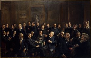 Ranskalaisten tasavaltalaisten toimittajien yhdistyksen jäsenten ryhmäkuva. tekijältä Henri Adolphe Laissement