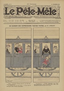 Valmiiden ilmaisujen vaarasta. Kuvitus Le Pele-Melestä, 1902