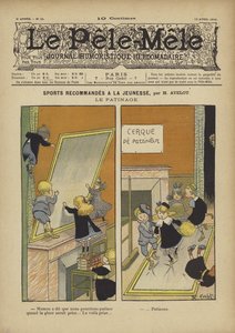 Suositellut urheilulajit nuorille. Luistelu. Le Pele-Mele -lehden kuvitus, 1902