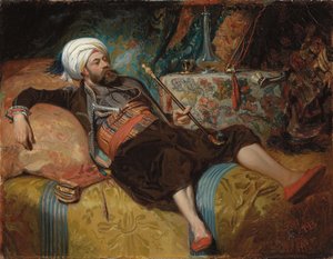 Makaava turkkilainen polttaa vesipiippua, 1844