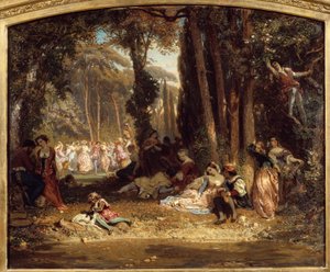 Kevätjuhla Toscanassa. Henri Baronin (1816-1885) maalaus