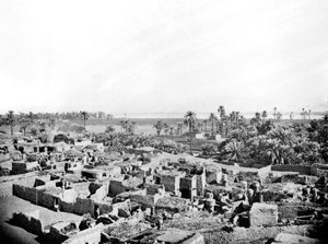 Kylä Karnakissa, Nubiassa, Egyptissä, 1887