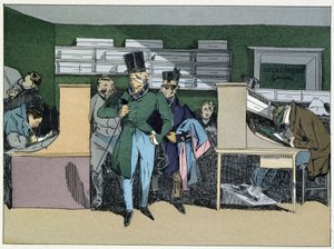 12:00: herra osastopäällikön saapuminen, pakollinen työ - "" Hallintomoraalissa"" Henri Monnier tekijältä Henri Bonaventure Monnier