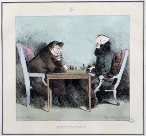 Meditaatio: shakinpelaajat - Henri Monnierin "" Parisian luonnoksissa"", toim. Delpech, Pariisi tekijältä Henri Bonaventure Monnier
