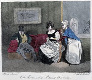 Herrasmies, jolla on onnea – Henri Monnierin ”” Pariisin luonnoksissa”, toim. Delpech, Pariisi tekijältä Henri Bonaventure Monnier