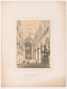 Pyhän Mikaelin ja Pyhän Gudulan katedraalin sisustus Brysselissä Interior de Ste. Gudule, Bruxelles (otsikko esineessä)