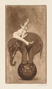 Elephant and Clown LElephant et le Clown, n. 1889. tekijältä Henri Charles Guérard