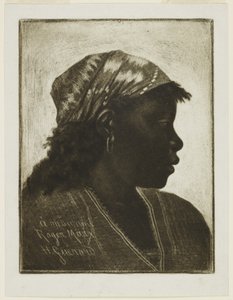Negressin johtaja, n. 1888 (mezzotint) tekijältä Henri Charles Guérard