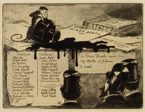 Apina kaataa mustesäiliötä, 1881