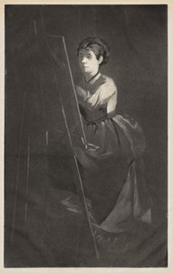 Nuori nainen maalaustelineessä tekijältä Henri Charles Guérard