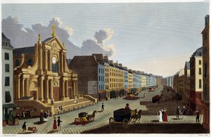 Saint-Rochin kirkko, noin 1820 - Courvoisierin "Näkymät Pariisiin" tekijältä Henri Courvoisier-Voisin