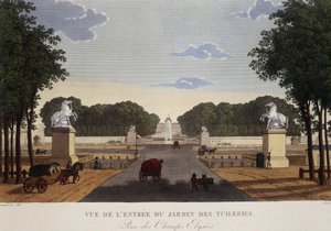 Sisäänkäynti Tuileries-puutarhaan, josta on näkymät Champs-Elysées