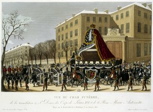 Ludvig XVI:n ja Marie Antoinetten käännöksen Saint Denisille hautausvaunut 21. tammikuuta