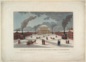 Pietarin keisarillinen Bolshoi Kamenny -teatteri, n. 1811 tekijältä Henri Courvoisier-Voisin