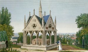 Heloisen ja Abelardin hauta Pere Lachaisen hautausmaalla, 1815-20 (värikaiverrus)