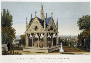 Héloïsen ja Abelardin hauta Père Lachaisessa, n. 1820 - Courvoisierin teoksessa "Näkymät Pariisista".