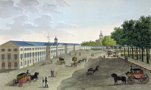Näkymä luonnonhistoriallisen museon uudesta galleriasta Jardin des Plantesissa Pariisissa, kaiverrus Claude Fortier (1775-1835) (värikaiverrus) tekijältä Henri Courvoisier-Voisin