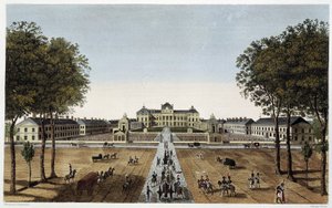 Näkymä Royal Military Schoolille, näkymä Avenue Vaugirardilta, n. 1820 - Courvoisierin teoksessa "Näkymät Pariisista".