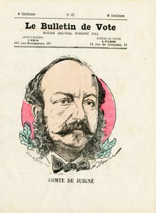 Äänestyslippu 2. sarja, satiirinen värikuvitus: De Juigne Comte - kuvitus Henri Demare (1846-1888). tekijältä Henri Demare