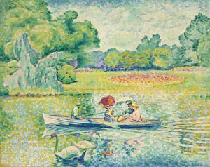 Veneily Bois de Boulognessa; Veneretki Bois de Boulognessa, noin 1899-1900 tekijältä Henri Edmond Cross