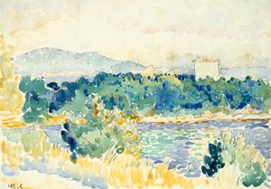 Välimeren maisema ja Valkoinen talo, 1900-1905. tekijältä Henri Edmond Cross