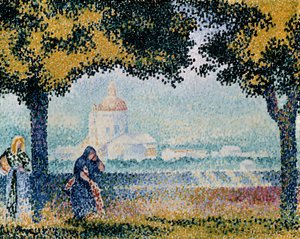 Santa Maria degli Angelin kirkko lähellä Assisia, 1909. tekijältä Henri Edmond Cross