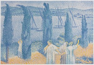 Promenade (maisema sypressien kanssa) tekijältä Henri Edmond Cross