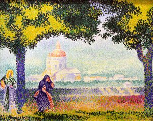 "Näkymä Santa Maria degli Angelin kirkolle lähellä Assisia", 1909 tekijältä Henri Edmond Cross
