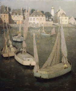 Breton Port by Moonlight; Moonlightin Port Breton tekijältä Henri Eugene Augustin Le Sidaner