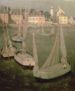 Moonlightin Brittany Port tekijältä Henri Eugene Augustin Le Sidaner