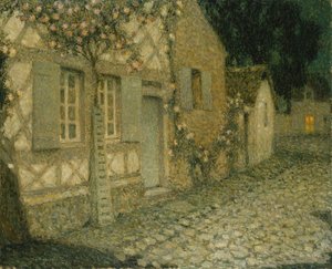 Puutarhurin talo kuunvalossa, Gerberoy; Moonlight Gardener