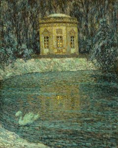 Musiikkipaviljonki lumen alla (öljy kankaalle) tekijältä Henri Eugene Augustin Le Sidaner