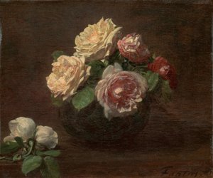 Ruusut kulhossa tekijältä Ignace Henri Jean Fantin Latour