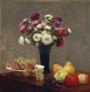 Asterit ja hedelmät pöydällä, 1868. tekijältä Ignace Henri Jean Fantin-Latour