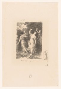 Bacchantes tanssii ja tekee musiikkia Bacchus André Chénierin runot (sarjan nimi) Illustrations pour les Poésies d