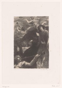 Berlioz johtaa neljän trumpettia puhaltavan enkelin kesken Tuba mirum spargens sonum Hector Berliozin elämä ja teokset (sarjan nimi) tekijältä Ignace Henri Jean Fantin Latour