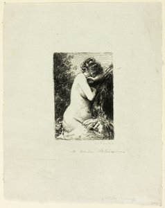 Itkevä nainen: Tutkimus istuvasta naisesta oikeassa profiilissa tekijältä Ignace Henri Jean Fantin-Latour
