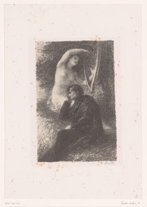 Lélio kuuntelee harpun ääniä lilja. La harpe éolienne Hector Berliozin elämä ja teokset (sarjan nimi) tekijältä Ignace Henri Jean Fantin Latour