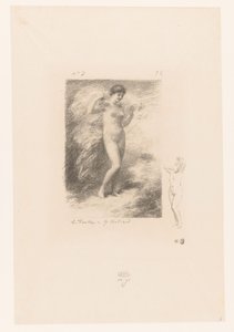 Näere met wapperende sluier Neere Gedichten van André Chénier (sarjan nimi) Kuvituksia André Chénierin runoihin (sarjan nimi) tekijältä Ignace Henri Jean Fantin Latour