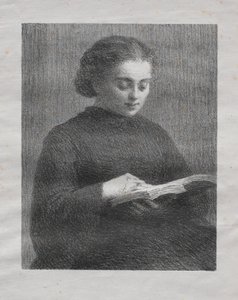Lukeminen: Taiteilijan sisaren muotokuva tekijältä Ignace Henri Jean Fantin Latour