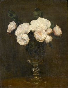 Asetelma: Malmaison Roses, 1872 tekijältä Ignace Henri Jean Fantin Latour