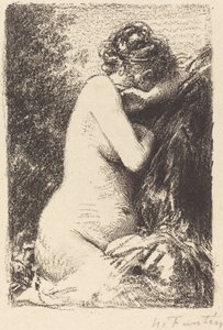 Weeper: Tutkimus alaston naisesta istumassa profiili oikealla tekijältä Ignace Henri Jean Fantin Latour
