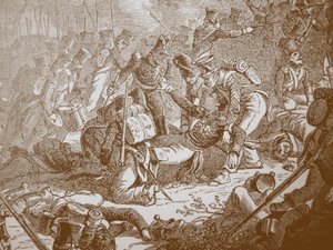 Kenraali Gudinin kuolema Valutinon taistelussa 1830-luvulla